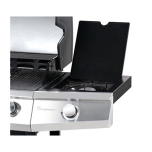 Barbecue gaz avec couvercle en verre "Bingo 5" - 4 brûleurs + 1 latéral + Housse protection - 15.2 kW - Noir