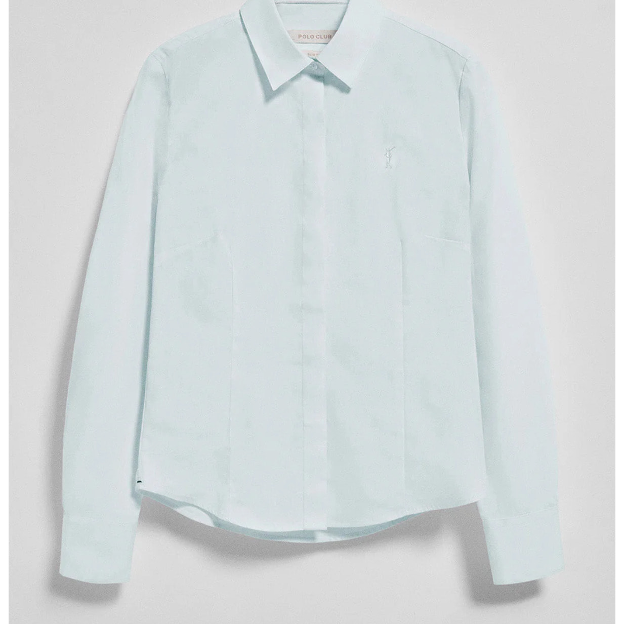 Camicia slim in popeline acquamarina con logo Rigby Go ricamato