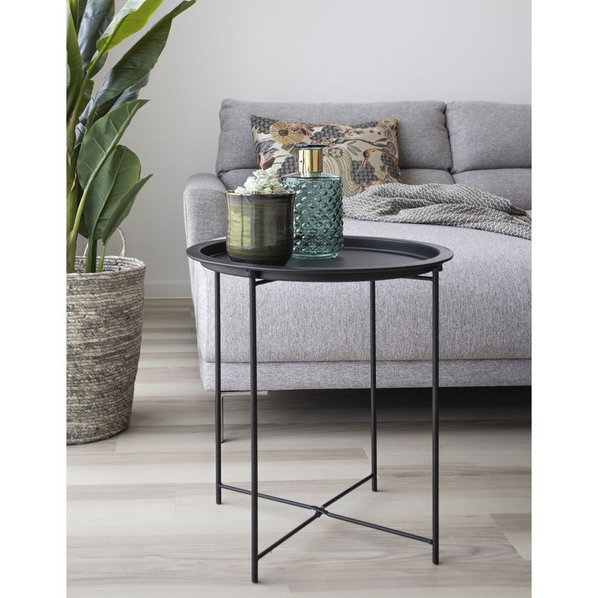 Tavolino d'appoggio Bastia in acciaio nero, ø47×50 cm