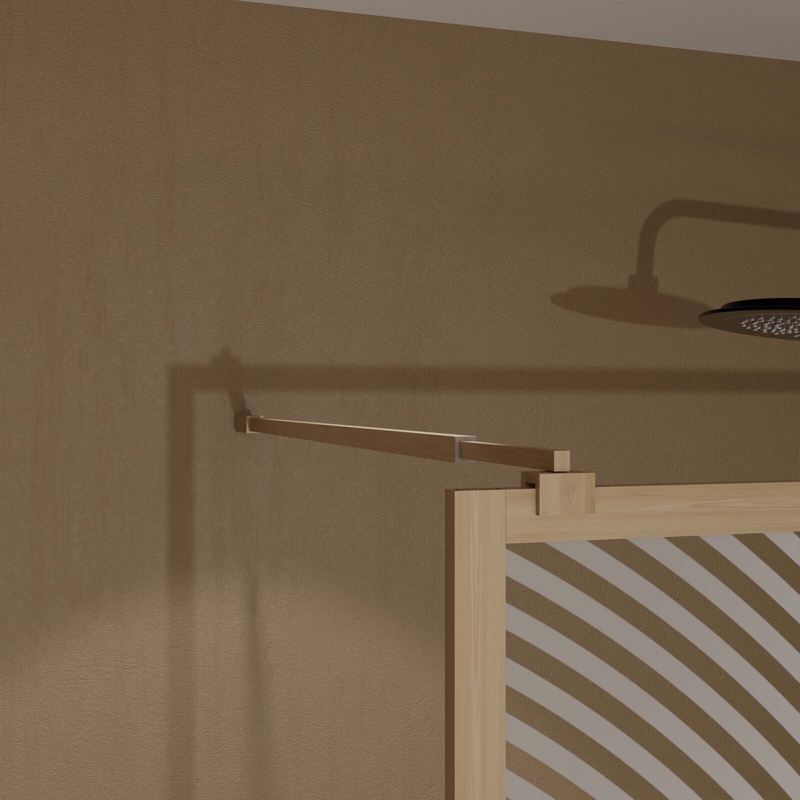 Paroi de douche 120 x 200 HINATA style Japandi courbes douces - Cadre effet Bois - Verre 6mm