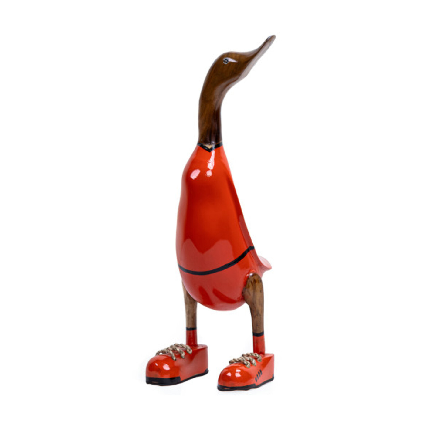 Statue H. 40 cm canard maillot rouge en bois de teck - DUCK
