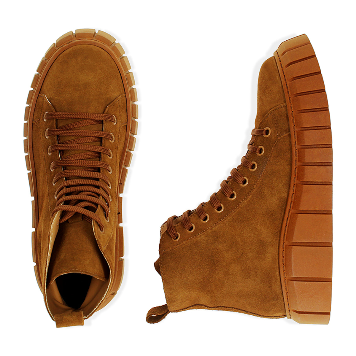 Sneakers cognac in camoscio, tacco 4 cm