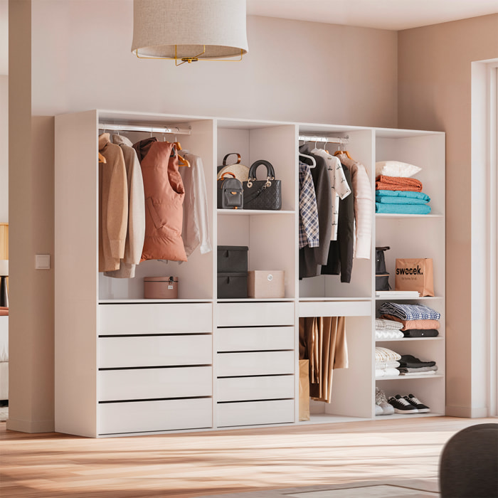 Kit dressing modulable avec 4 éléments. blanc. panneaux stratifiés