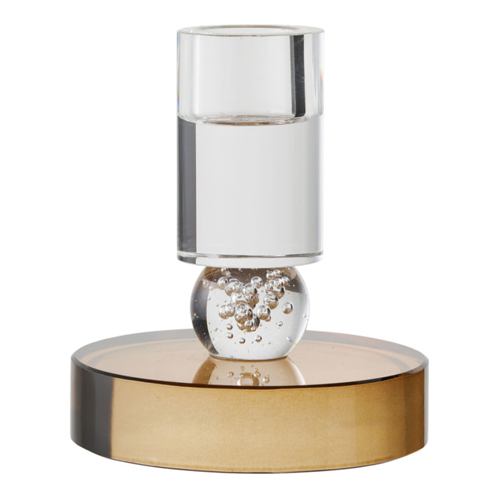 Portacandela in vetro marrone e bianco ø8,5x10 cm — Vikasa Home