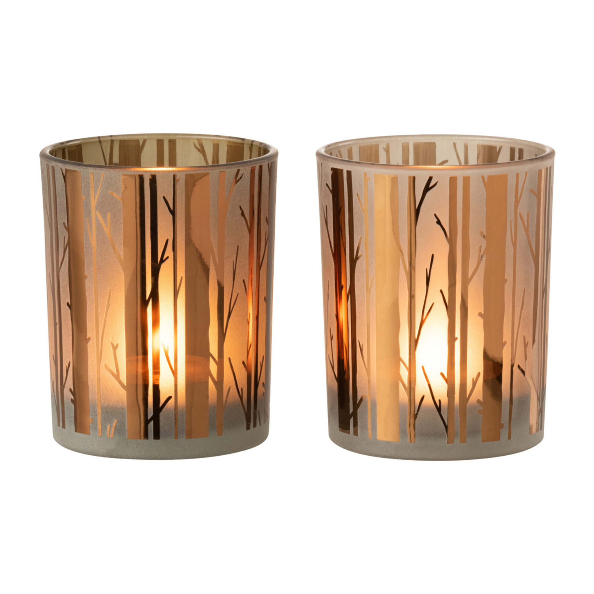 J-Line photophore Arbre - verre - marron - medium - 2 pcs