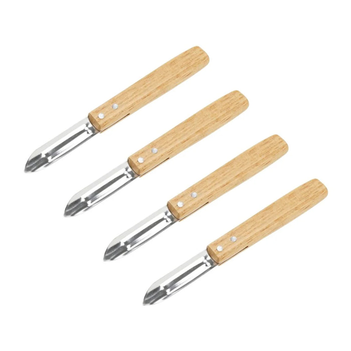 Set de 4 éplucheurs en inox et bois Nirosta Country