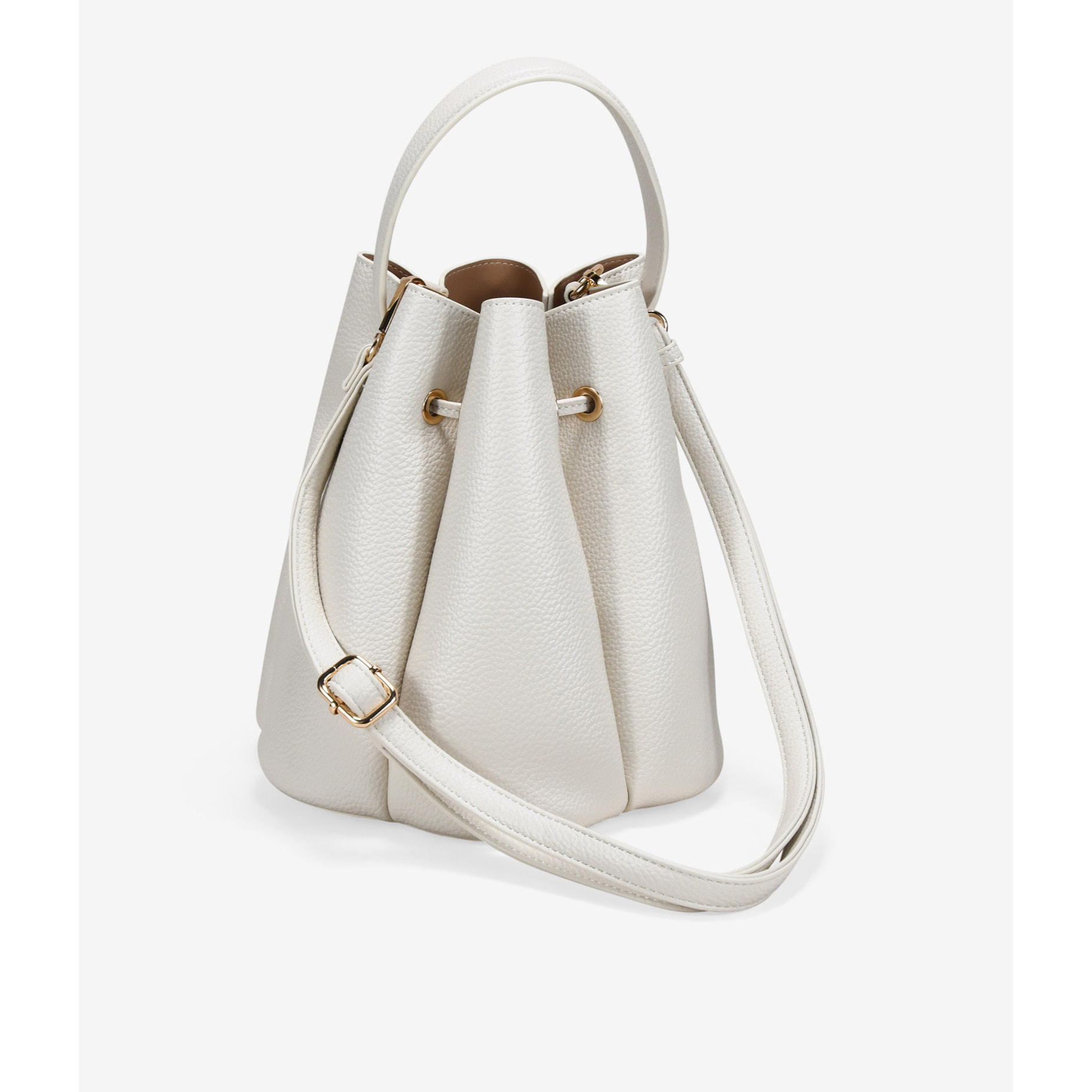 Bolso cubo beige efecto plisado