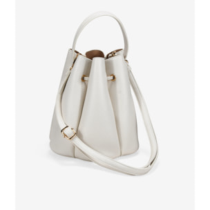 Bolso cubo beige efecto plisado