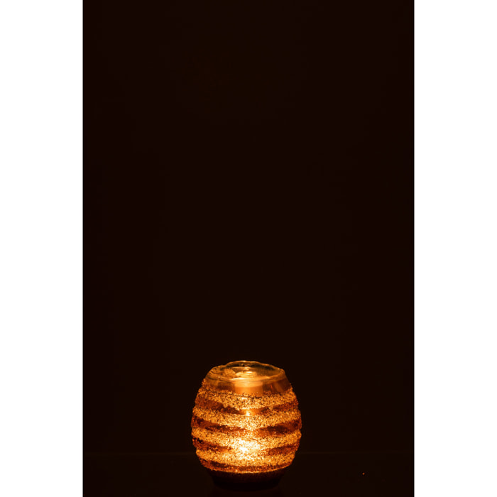 J-Line photophore Lignes Rond - verre - marron - small - 2 pcs