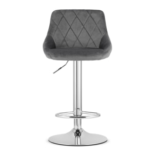 Set di 2 sgabelli bar Kast in velluto grigio e acciaio cromato