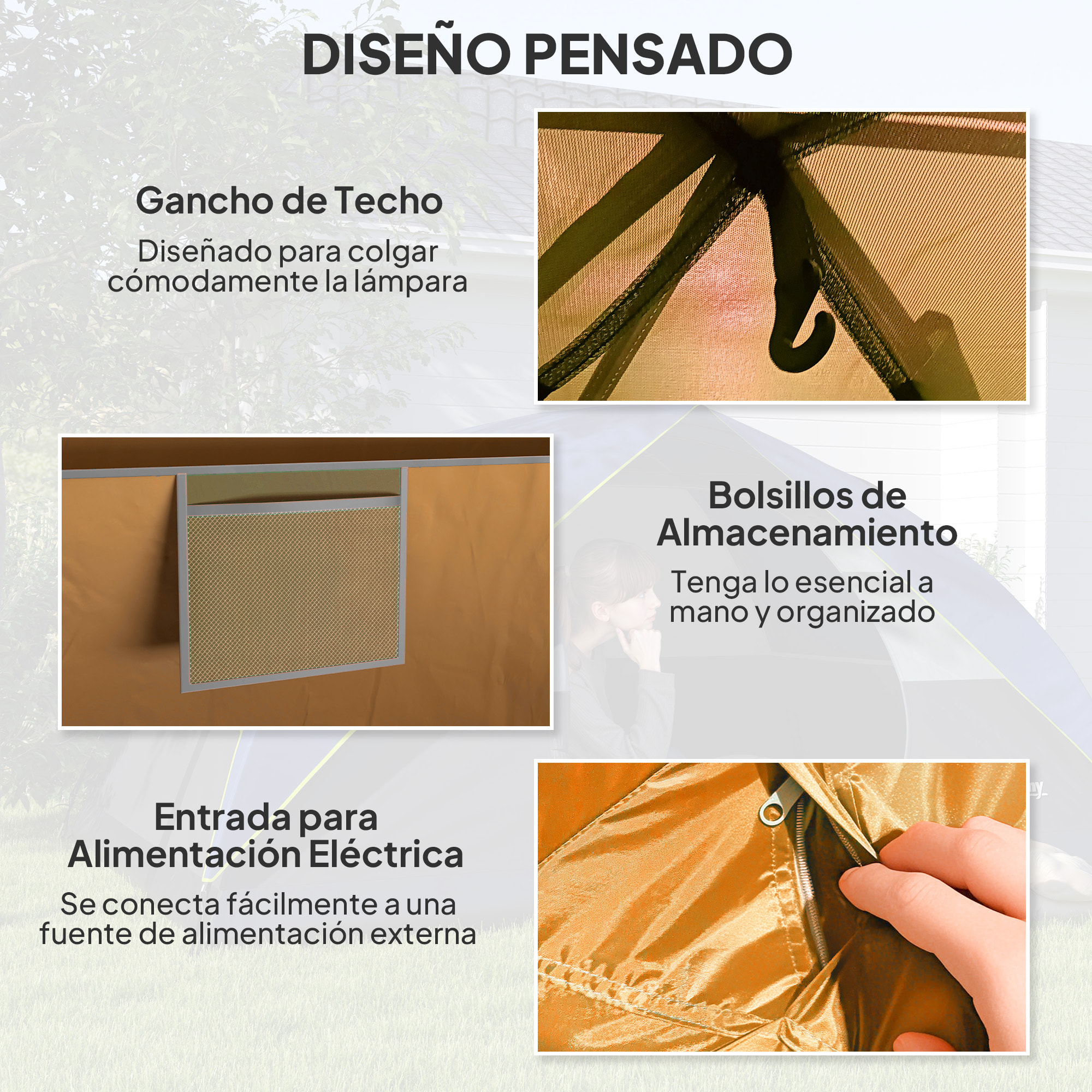 Tienda de Campaña para 2-4 Personas Tienda de Camping Plegable con Puerta Ventana de Malla Bolsillos Gancho y Bolsa de Transporte Impermeable Fácil Instalación para Senderismo Naranja y Gris