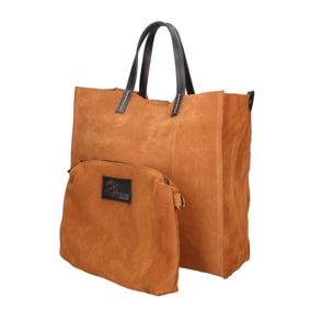 Borsa a mano da donna Made in Italy - Modello Novara Lux - Pelle Scamosciata - 34.5 x 32.0 x 17.0 cm