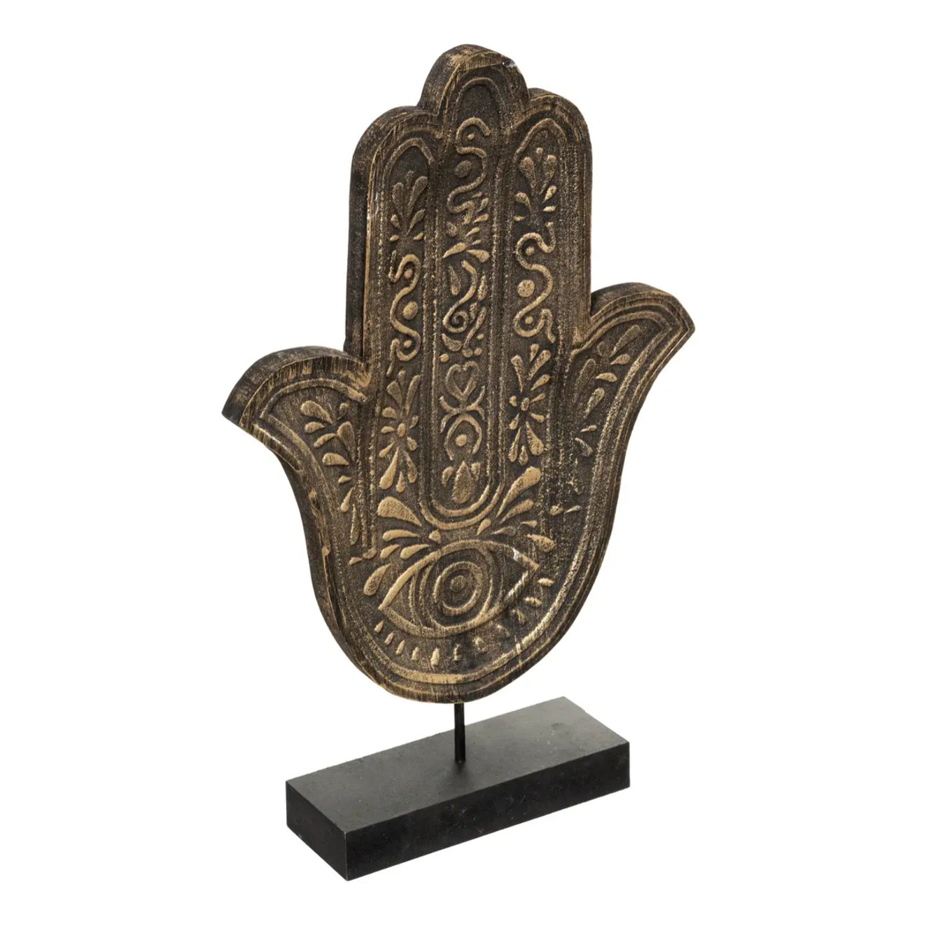 Main déco Terre d'oasis H.37cm bois