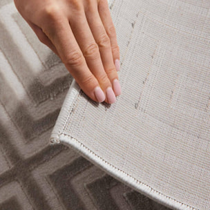 Tapis salon, motif géométrique relief, taur, chaleureux