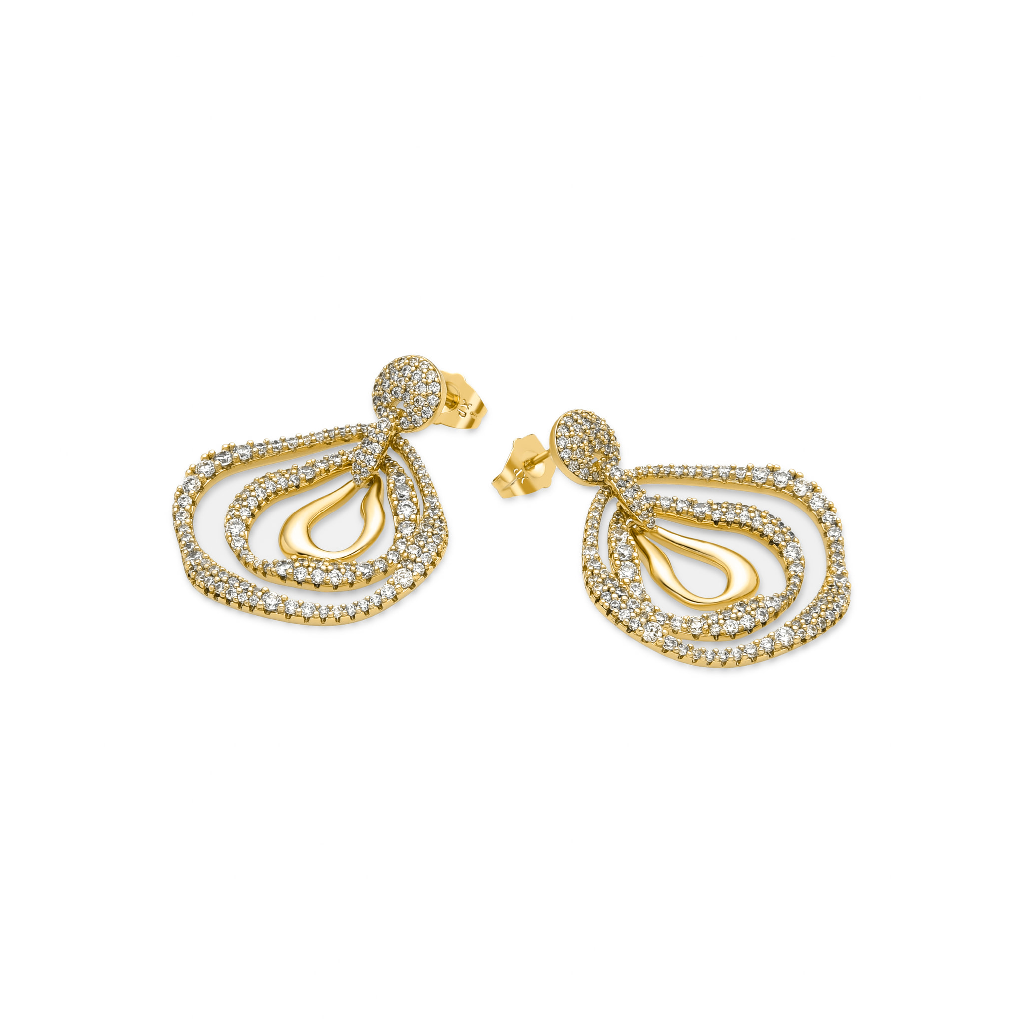Pendientes con Circonita Brillante acabado oro 18k