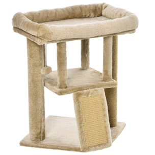 Árbol Rascador para Gatos Pequeños de 57 cm Torre para Gatos con Poste de Yute Rampa para Rascar Cama y Bola Colgante 40x40x57 cm Arena