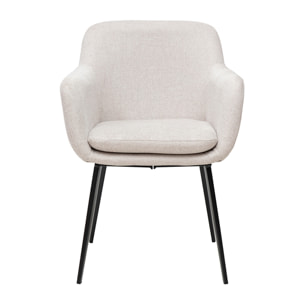 Chaises en tissu effet velours texturé beige et métal noir (lot de 2) AMIKA