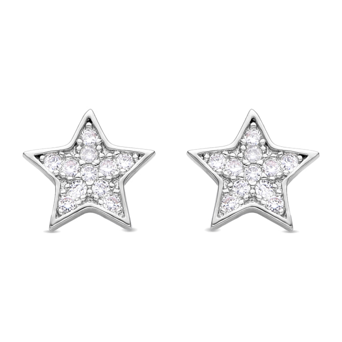 Pendientes de Circonita Brillante acabados en rodio