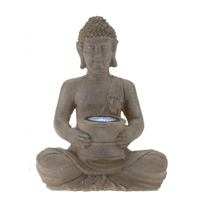 Well home - luz solar de buda en polystone acabado en plata oxidada 21x14x28cm