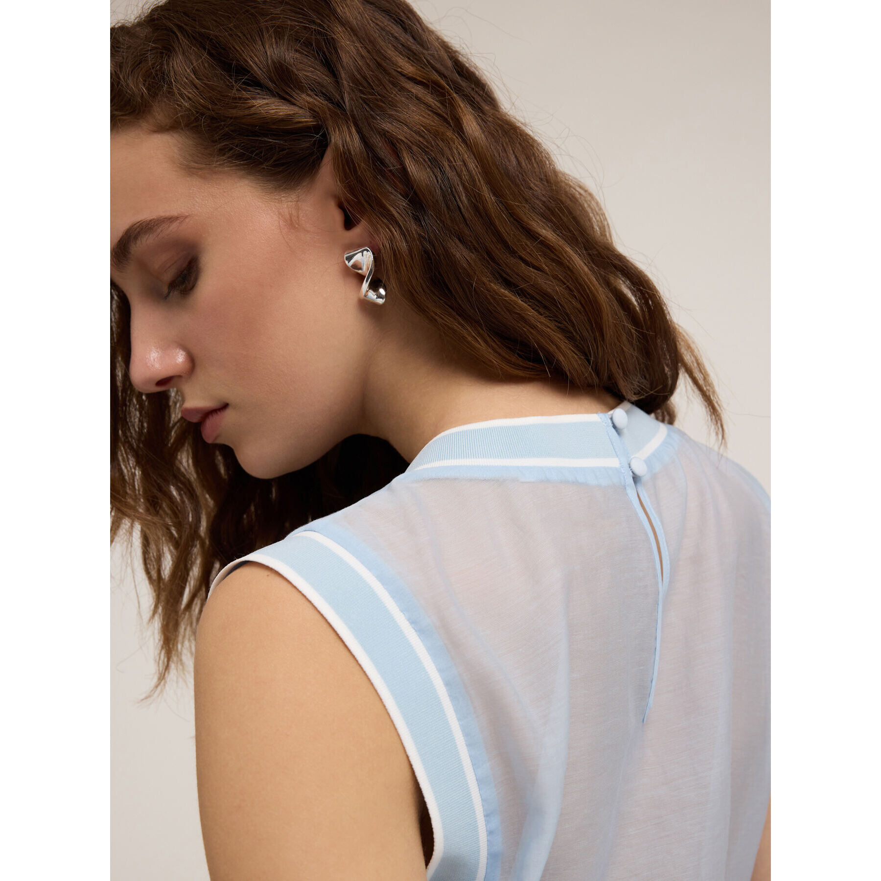 Motivi - Top de mixto lyocell con bordes canalé - Light - blue