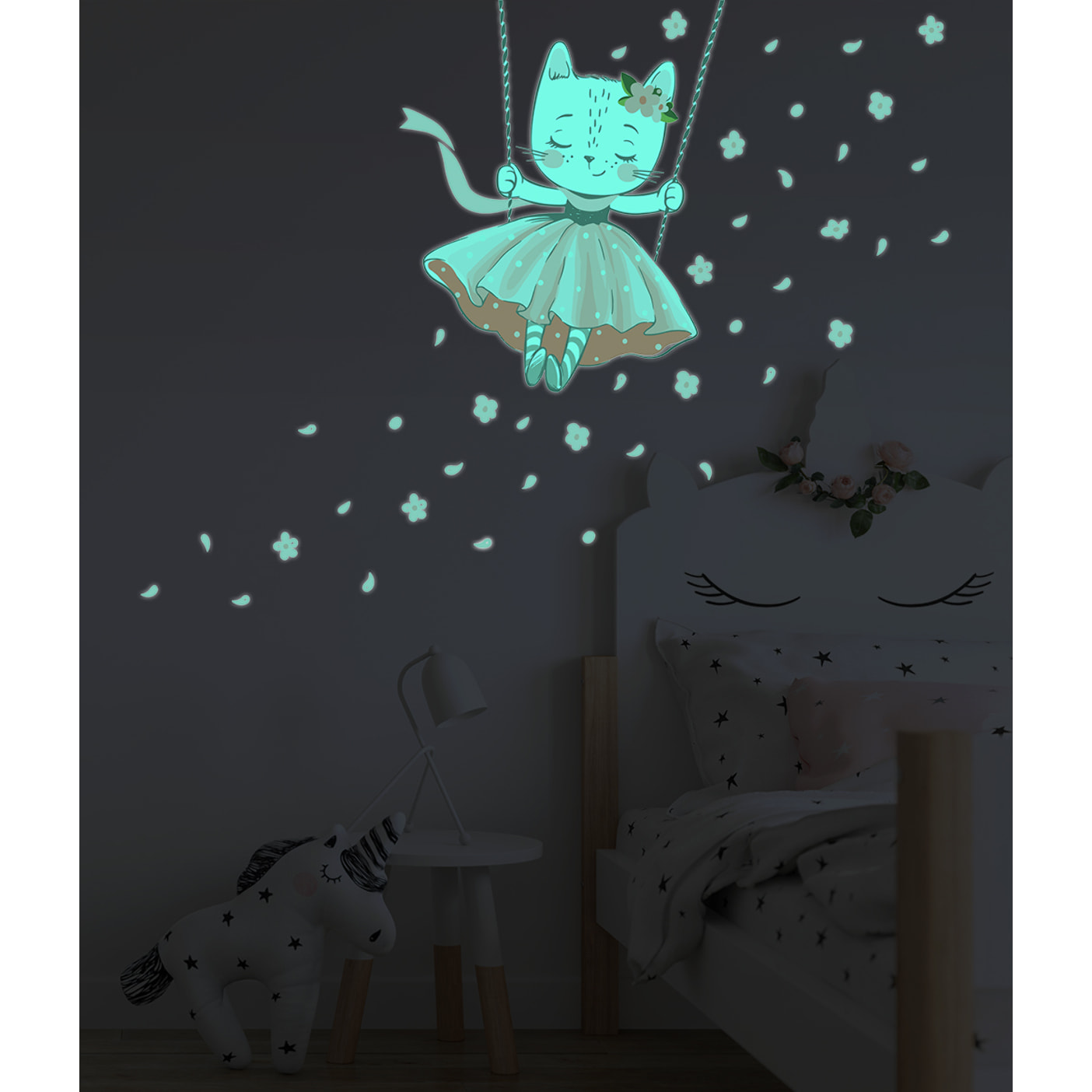 Sticker phosphorescent lumineux - CHAT DANSEUSE