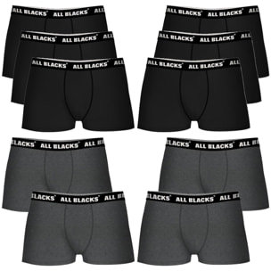 SET DE 10 BOXERS ALL BLACKS COLOR NEGRO Y GRIS