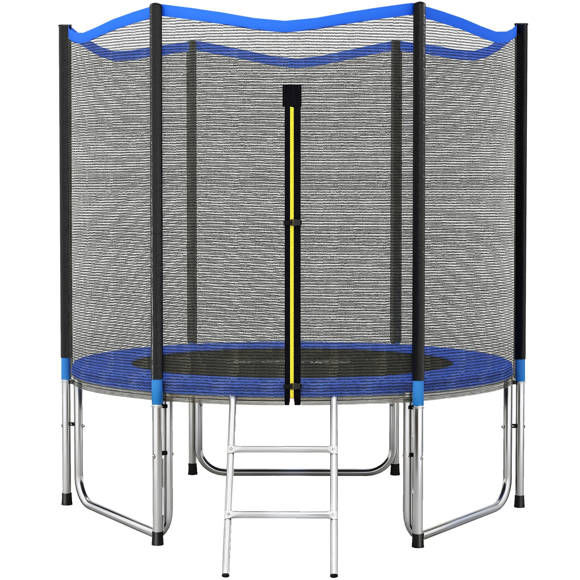 Cama Elástica para Niños Exterior Ø244 cm, Trampolín para Niños de +6 Años con Red de Seguridad, Escalera, Acolchado de Muelles y Marco de Acero Galvanizado, Carga 100 kg