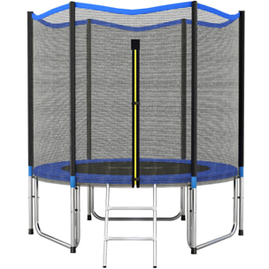 Cama Elástica para Niños Exterior Ø244 cm, Trampolín para Niños de +6 Años con Red de Seguridad, Escalera, Acolchado de Muelles y Marco de Acero Galvanizado, Carga 100 kg
