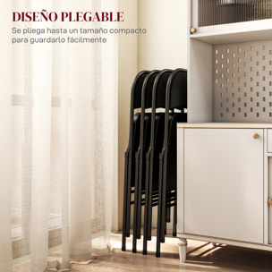 Juego de 4 Sillas Plegables Acolchadas con Respaldo y Estructura de Acero, para Salón, Comedor, Cocina, 45x46x78 cm, Negro