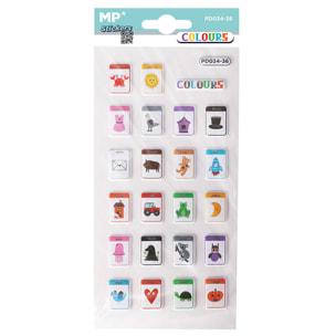 PACK 24 Uds. PEGATINAS STICKERS RELIEVE DISEÑO COLORES