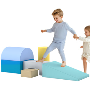 Juego de 6 Bloques Psicomotricidad para Niños Bloques de Construcción Figuras de Construcción Juguete para Aprendizaje para Escalar y Gatear Multicolor