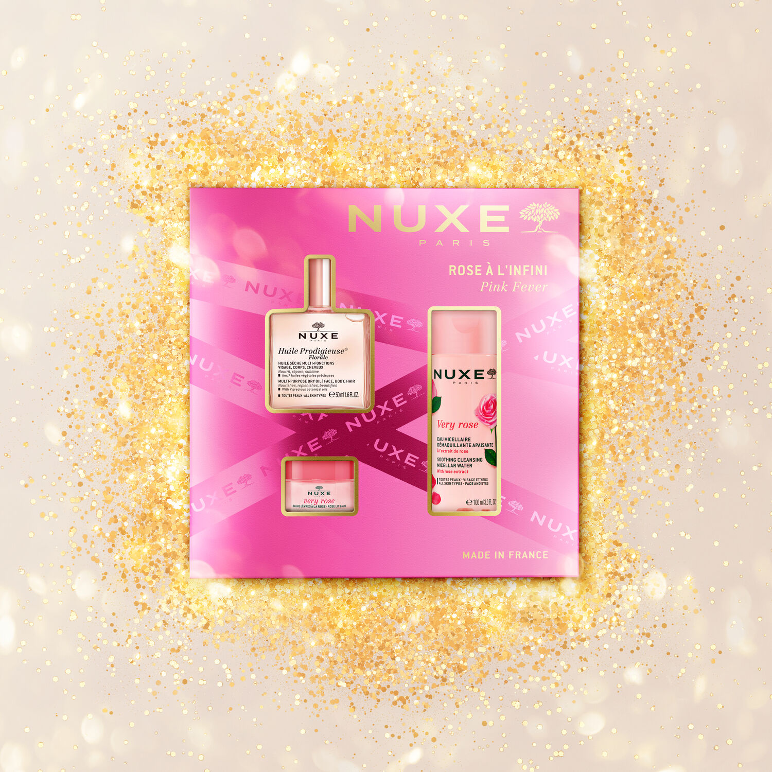 Huile Prodigieuse - Coffret Very Rose Eau Micellaire Apaisante 3-en-1 100 ml + 2 Produits