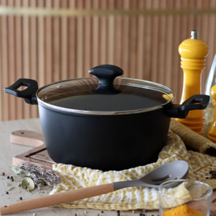 Faitout antiadhésif en aluminium noir 24cm - tous feux FIRST