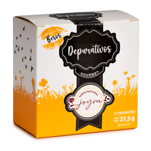 Infusión natural de depurativos (cola de caballo, tomillo, lemongrass y rosa mosqueta) en 15 pirámides. 37,5 grs