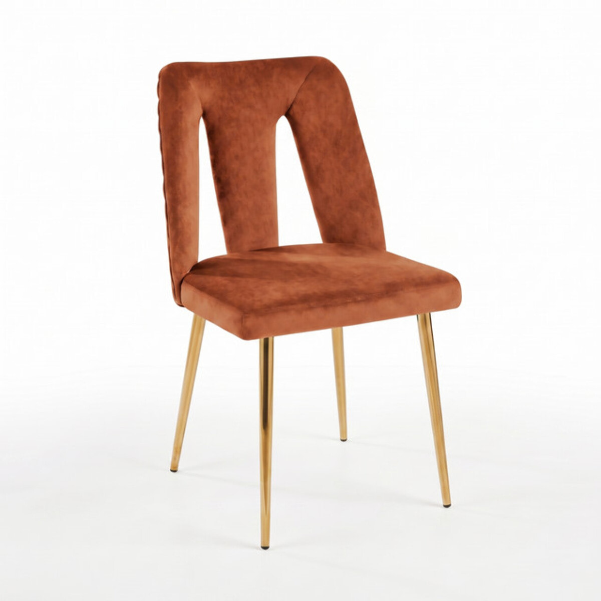 Sedia Imbottita in Effetto Velluto con Schienale Aperto e Gambe Oro, Design Moderno ed Elegante per Sala da Pranzo, Cucina, Soggiorno, Studio e Ufficio