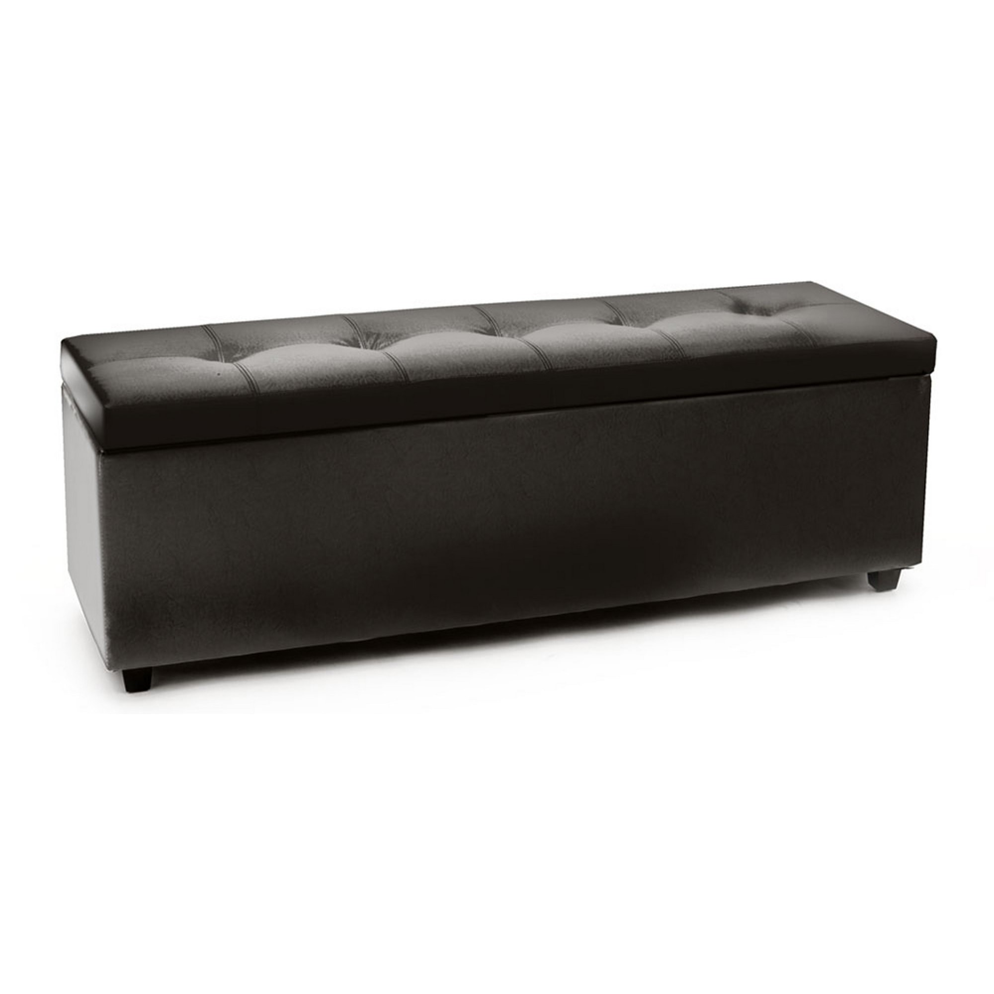 Banc coffre Tomasucci NICE BLACK, revêtement en similicuir noir, 140 × 47 × 44 cm