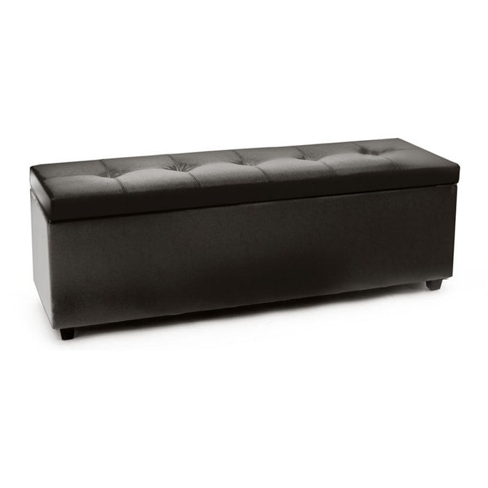 Banc coffre Tomasucci NICE BLACK, revêtement en similicuir noir, 140 × 47 × 44 cm