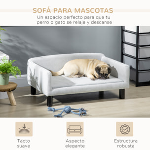 Sofá para Perros Medianos Cama Elevada para Perros con Patas de Madera Cama para Mascotas Carga 20 kg 82x54x36 cm Gris