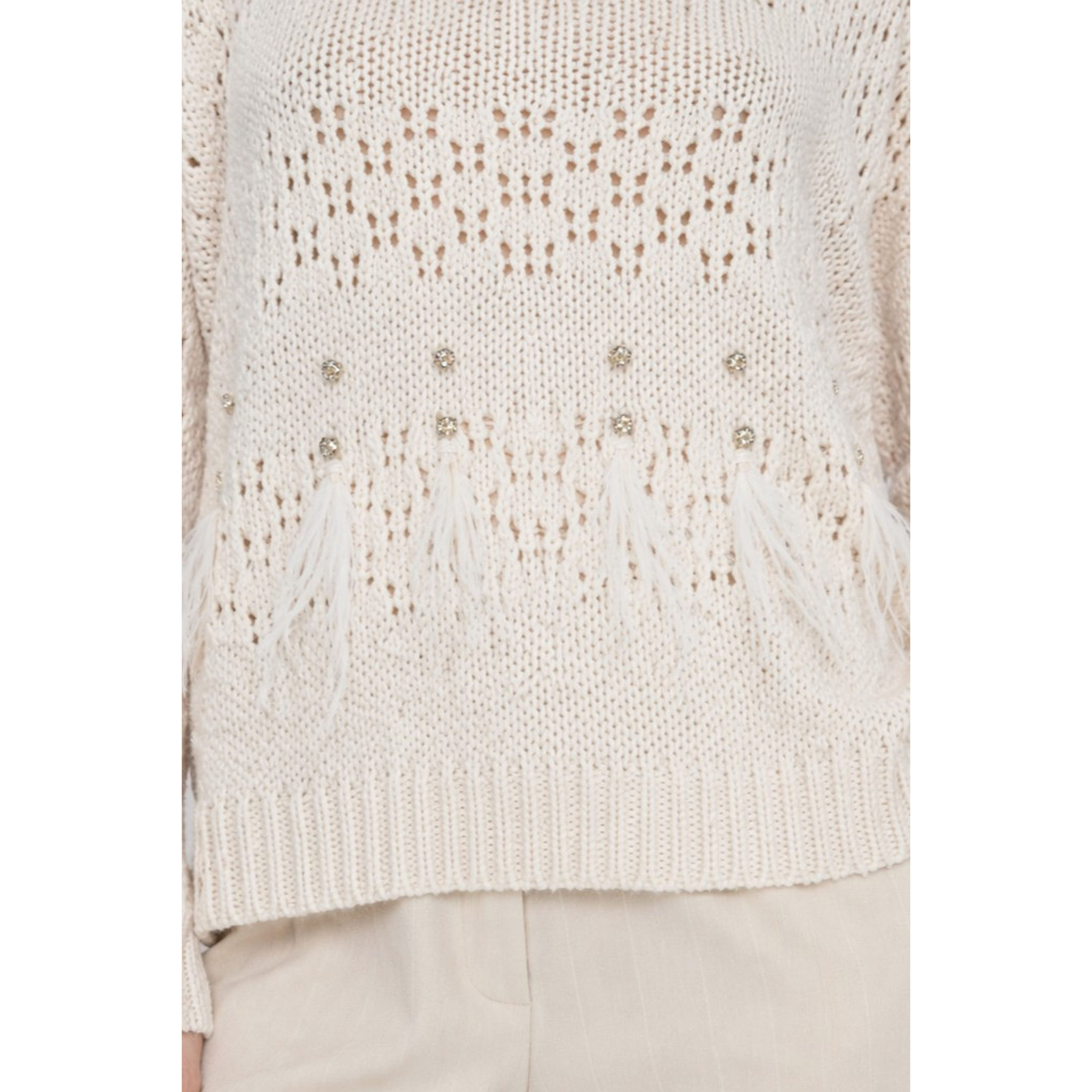 Kocca - Maglia da donna traforata con frange e dettagli in strass Donna