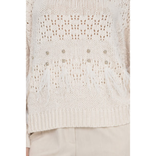 Kocca - Maglia da donna traforata con frange e dettagli in strass Donna