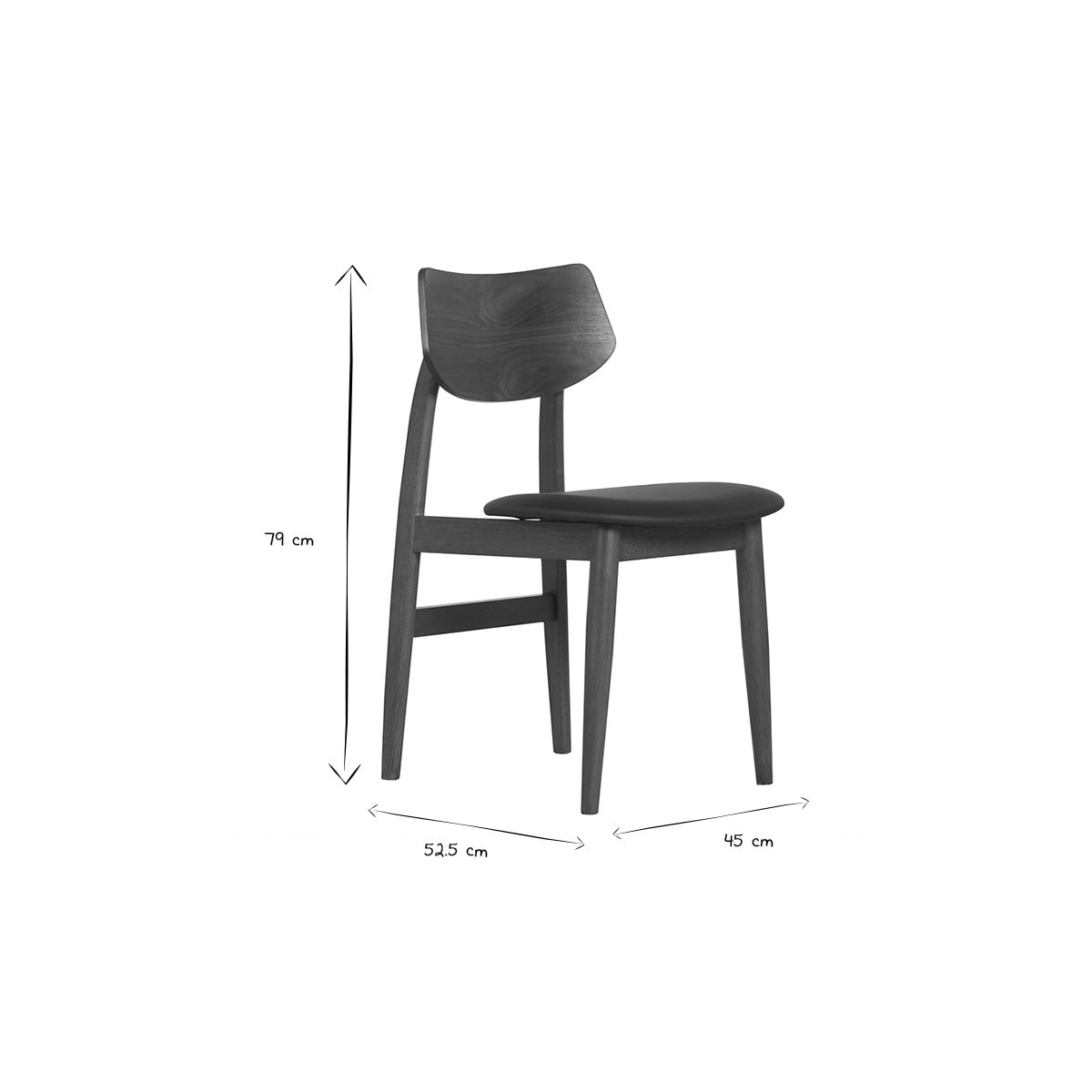 Chaises design en bois foncé et noir (lot de 2) ELION