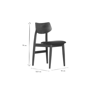 Chaises design en bois foncé et noir (lot de 2) ELION