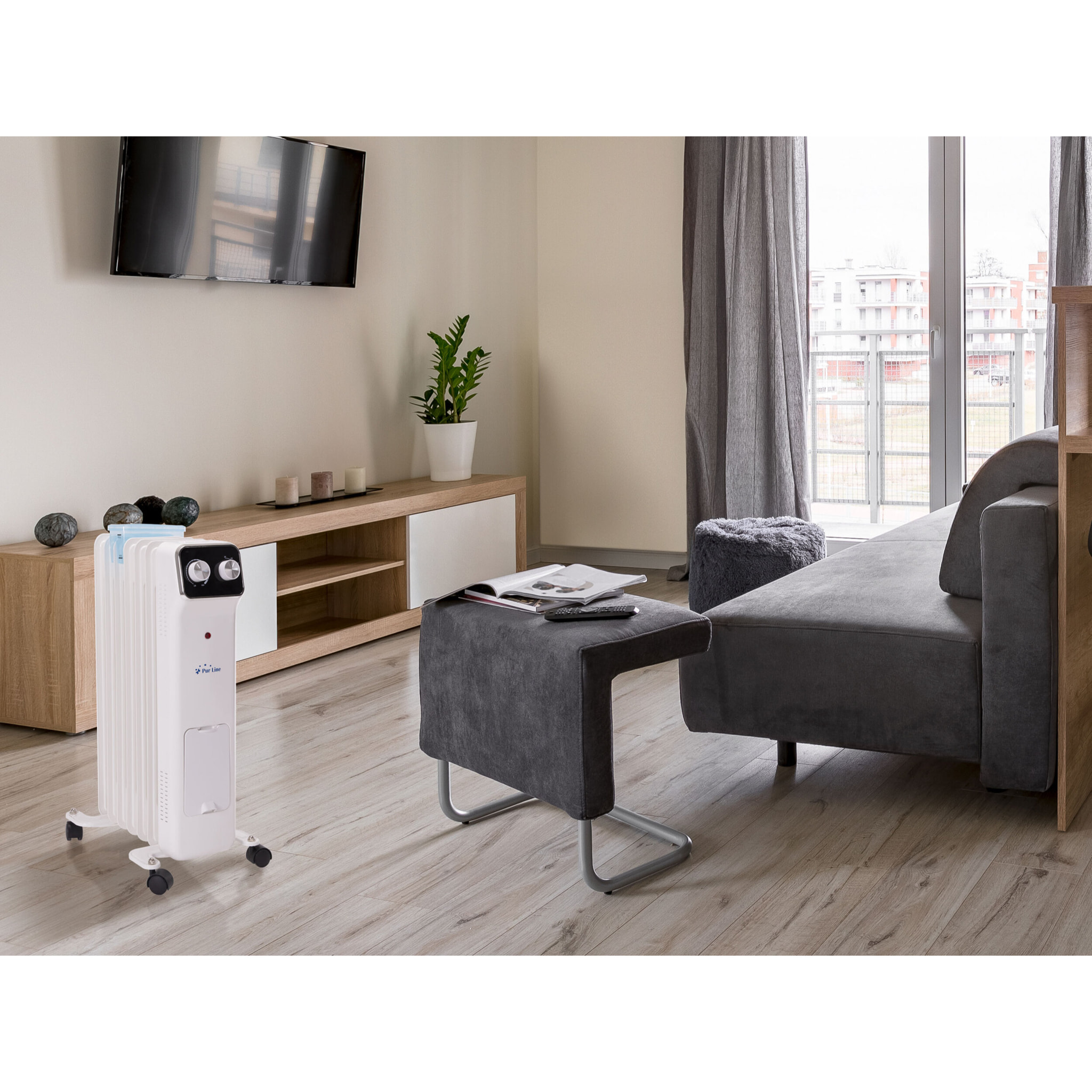 Radiateur d'huile blanc avec réservoir d'humidification 1500 W