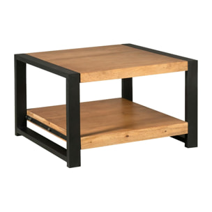 Table basse carrée bois métal MILORA