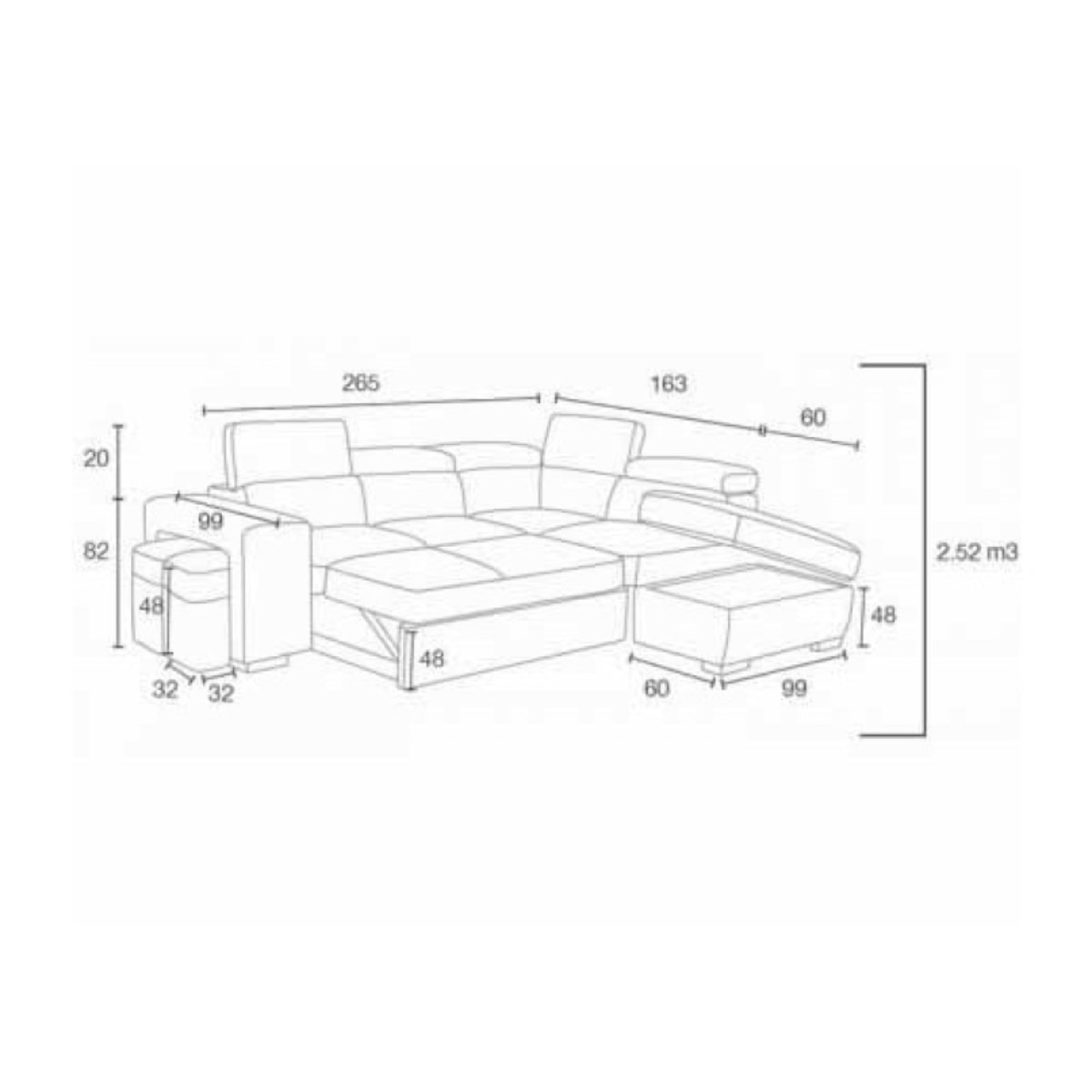 Canapé d'angle droit convertible en tissu - 5 coloris - DALLAS