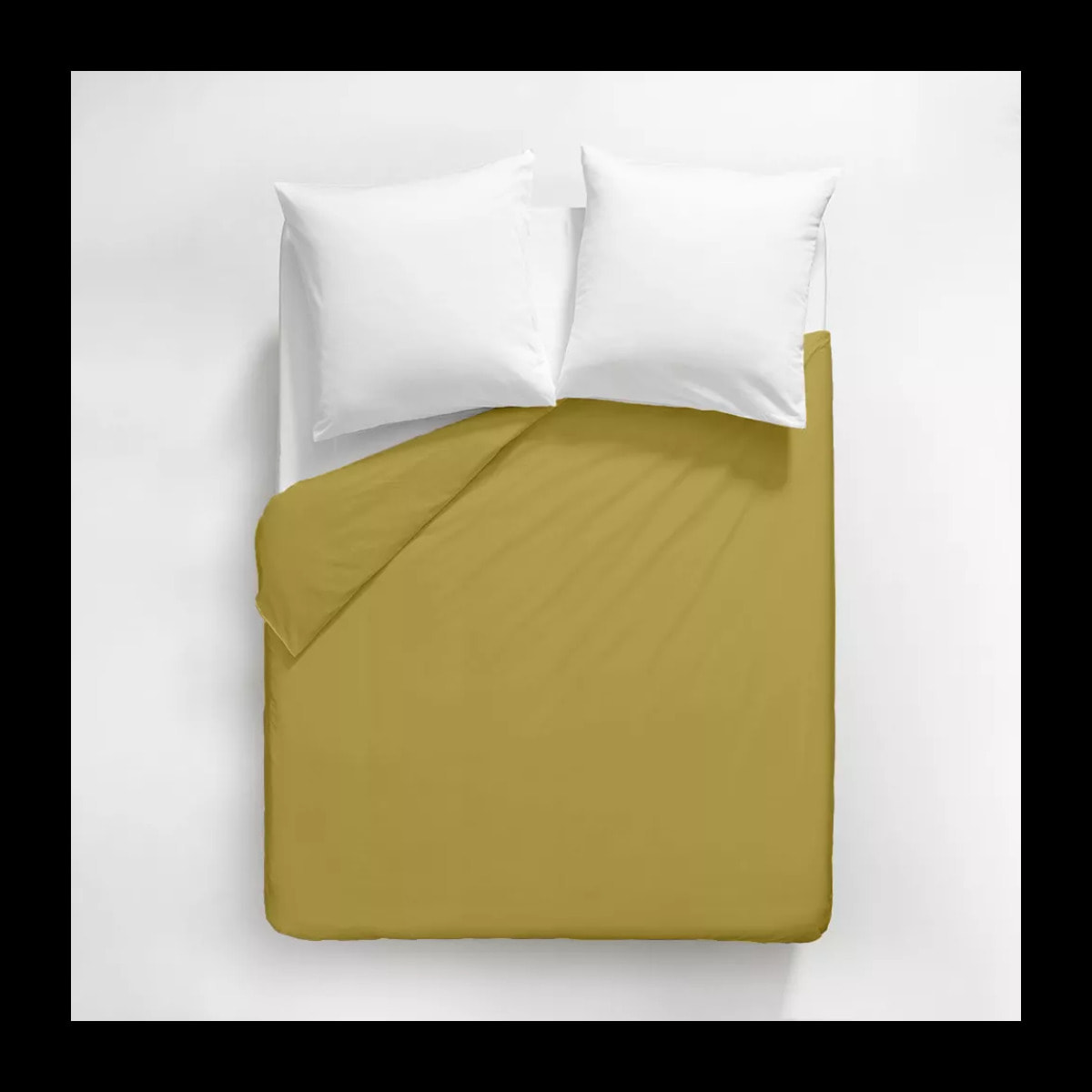 Housse de couette satin de coton uni or Ava uni curry