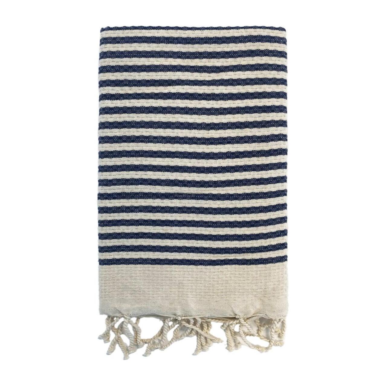 Fouta nid d’abeille traditionnelle L - Yadara Bleu Marine - 190g/m²