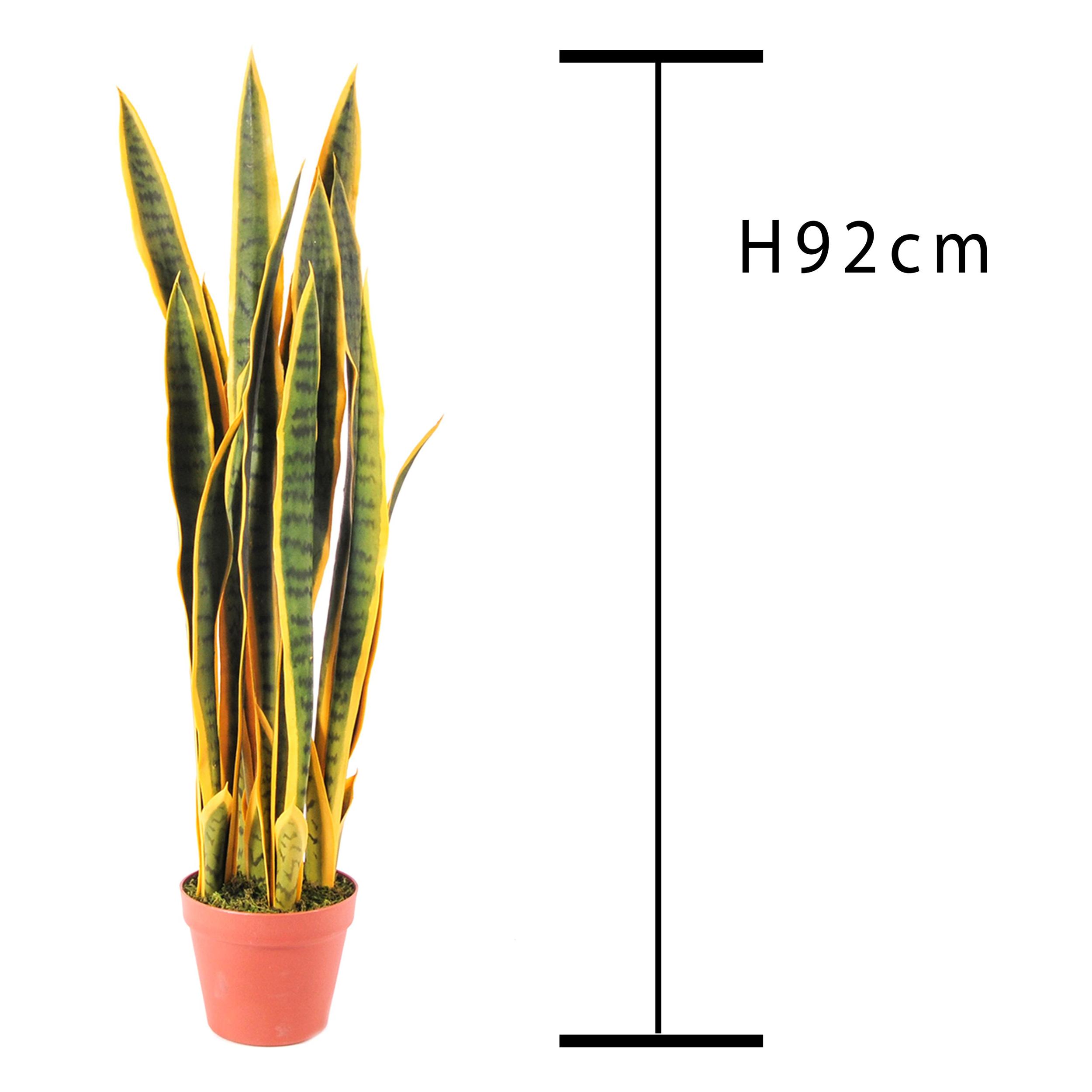 Sanseveria Con 25 Foglie In Vaso. Altezza 92 Cm - Pezzi 1 - 20X92X20cm - Colore: Verde - Bianchi Dino - Piante Artificiali