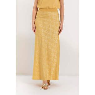 Kocca - Gonna lunga fluida in jacquard floreale a vita alta Donna