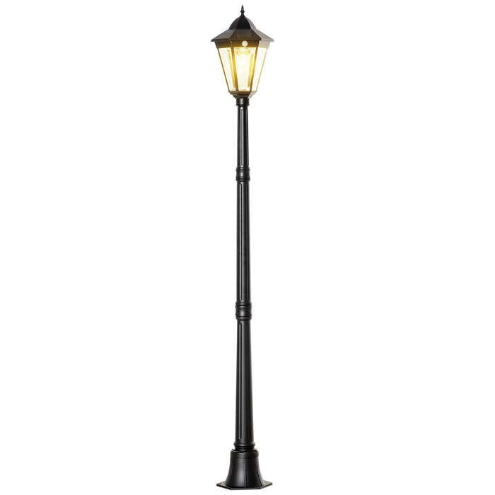 Lampadaire lanterne LED de jardin - capteur, réglable - H. 1,96 m - alu noir